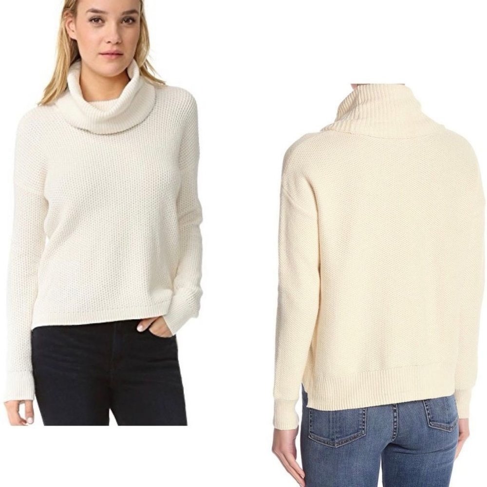 Madewell Cream Textured Turtleneck Sweater, new
